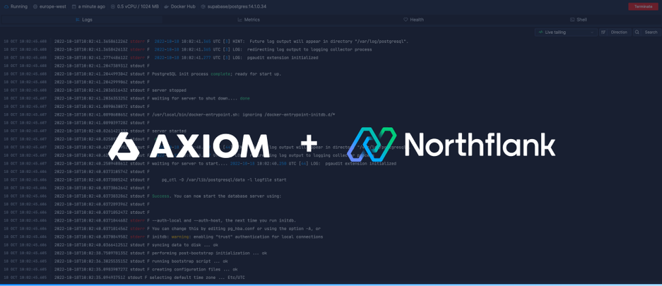 Header image for blog post: Send logs to Axiom from Northflank