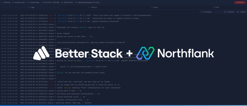 Header image for blog post: Send logs to Better Stack from Northflank