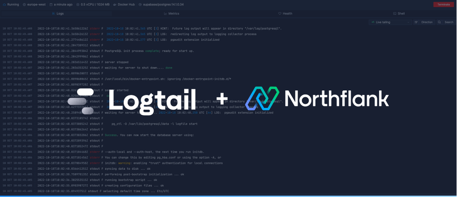 Header image for blog post: Send logs to Logtail from Northflank