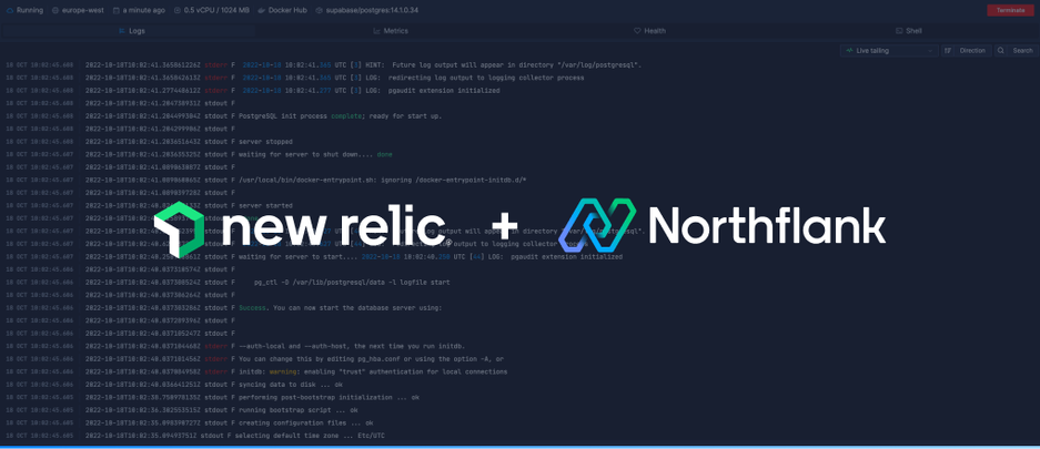 Header image for blog post: Send logs to New Relic from Northflank