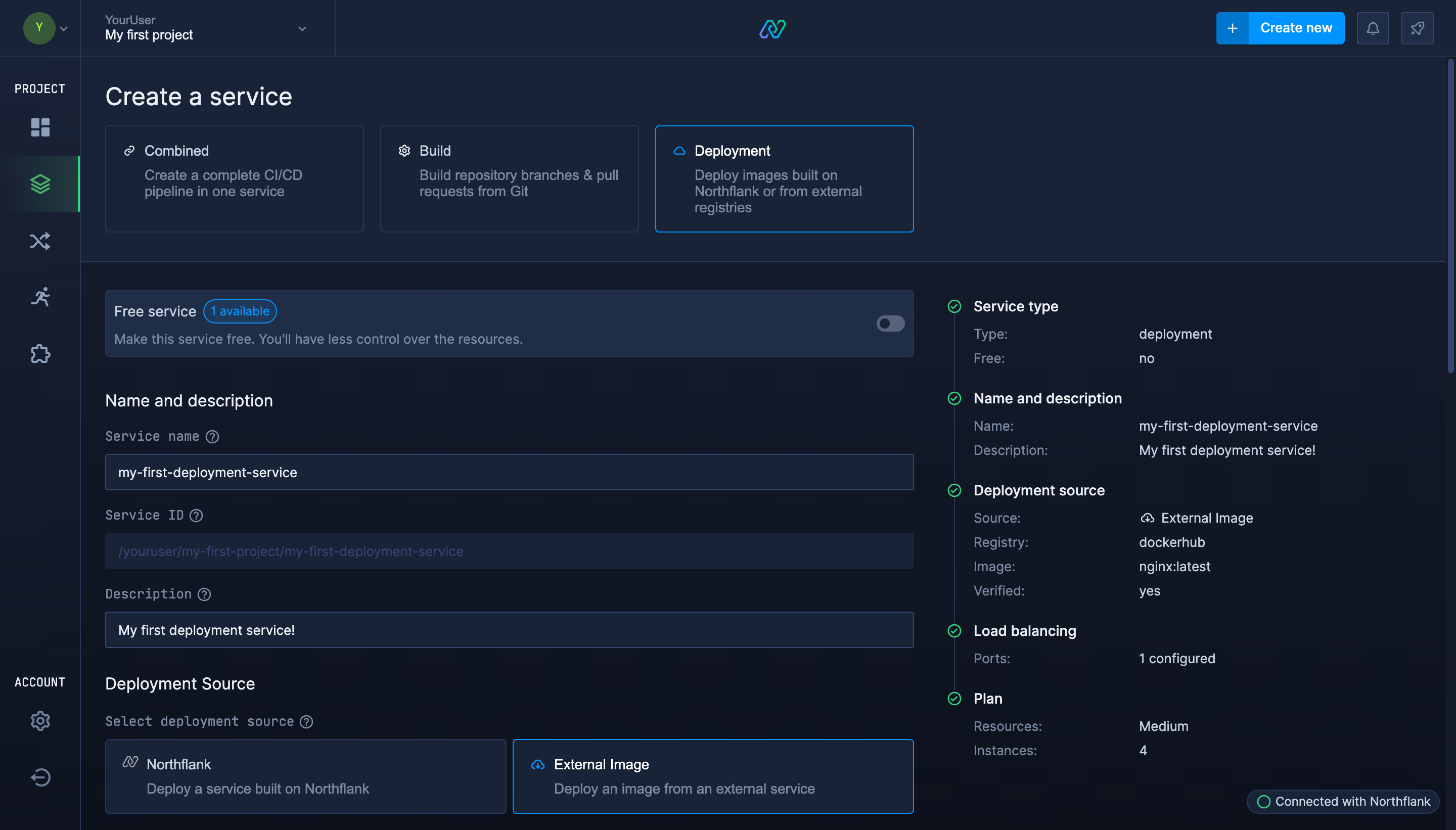 Creating Deployment Service