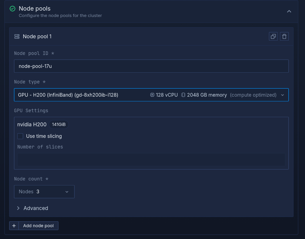 Create a nodepool for your cluster
