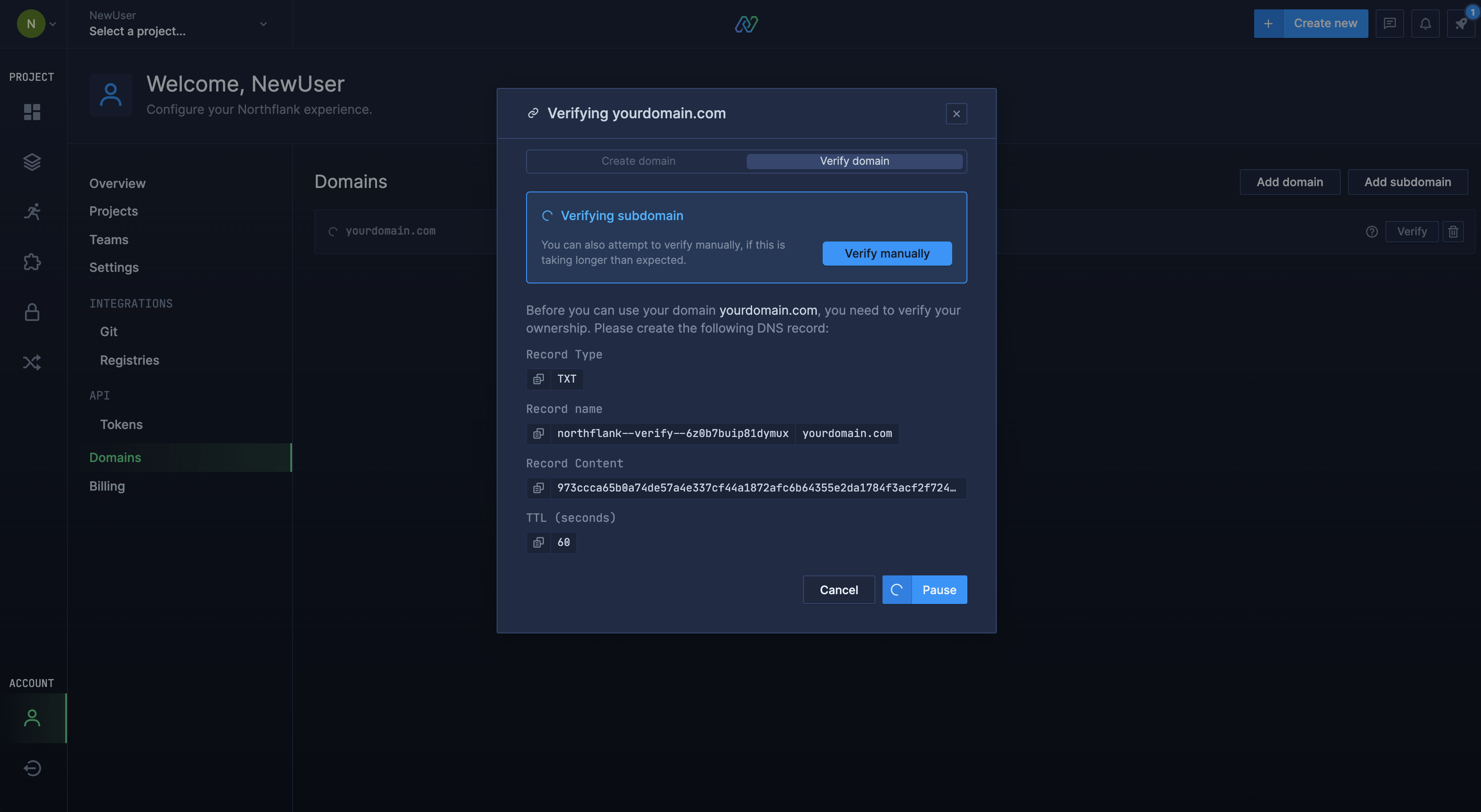 Verify a domain