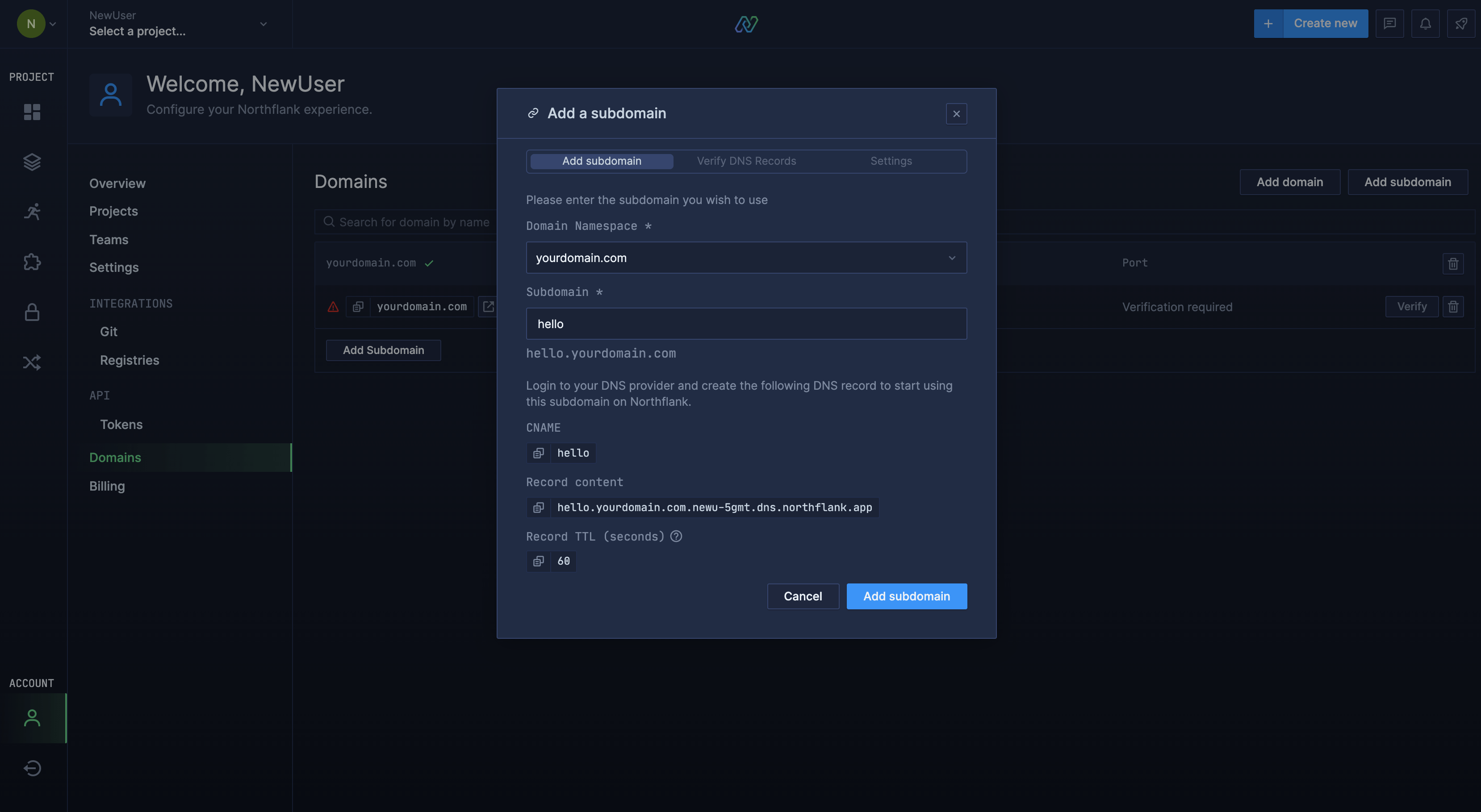 Add a subdomain