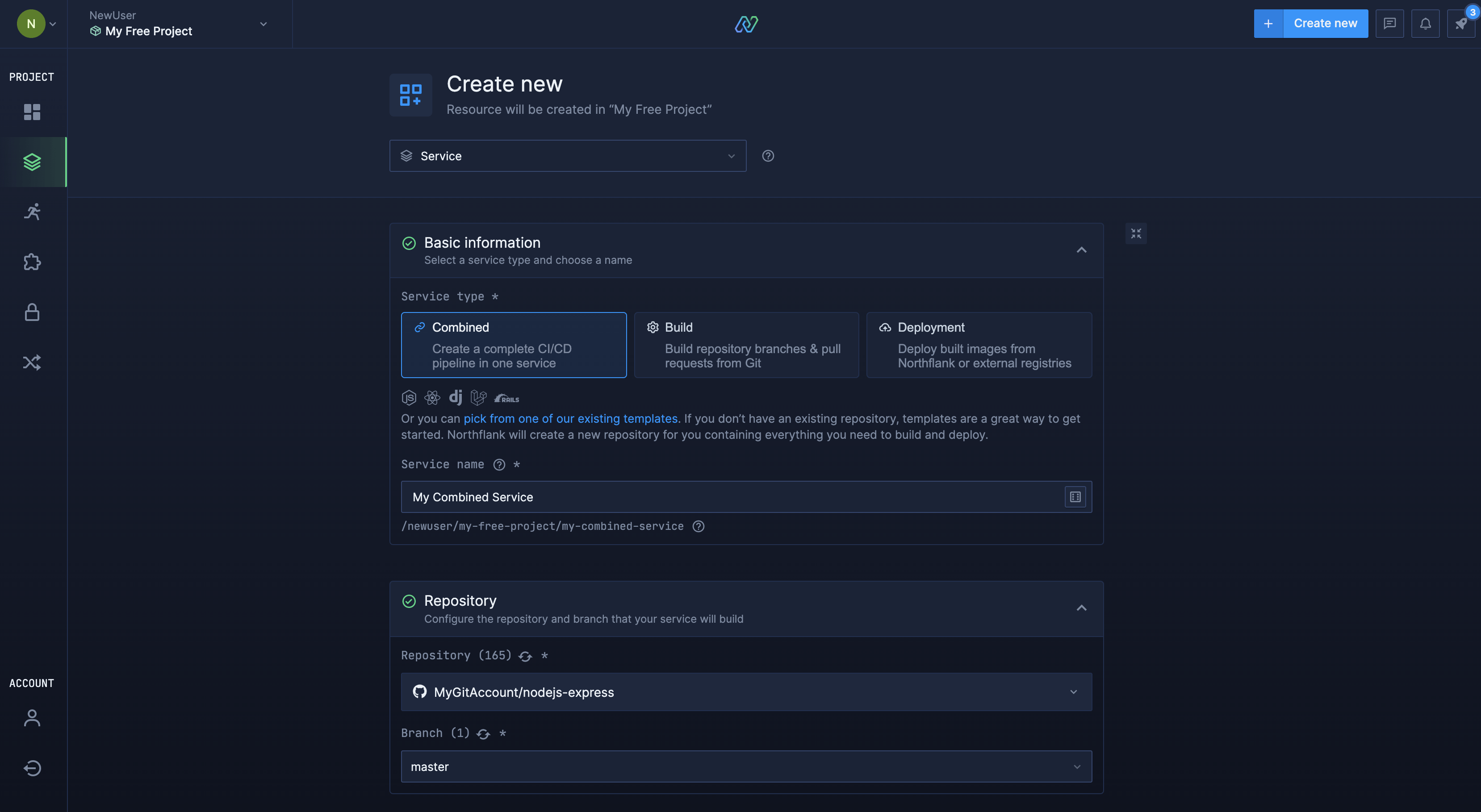Creating Combined Service