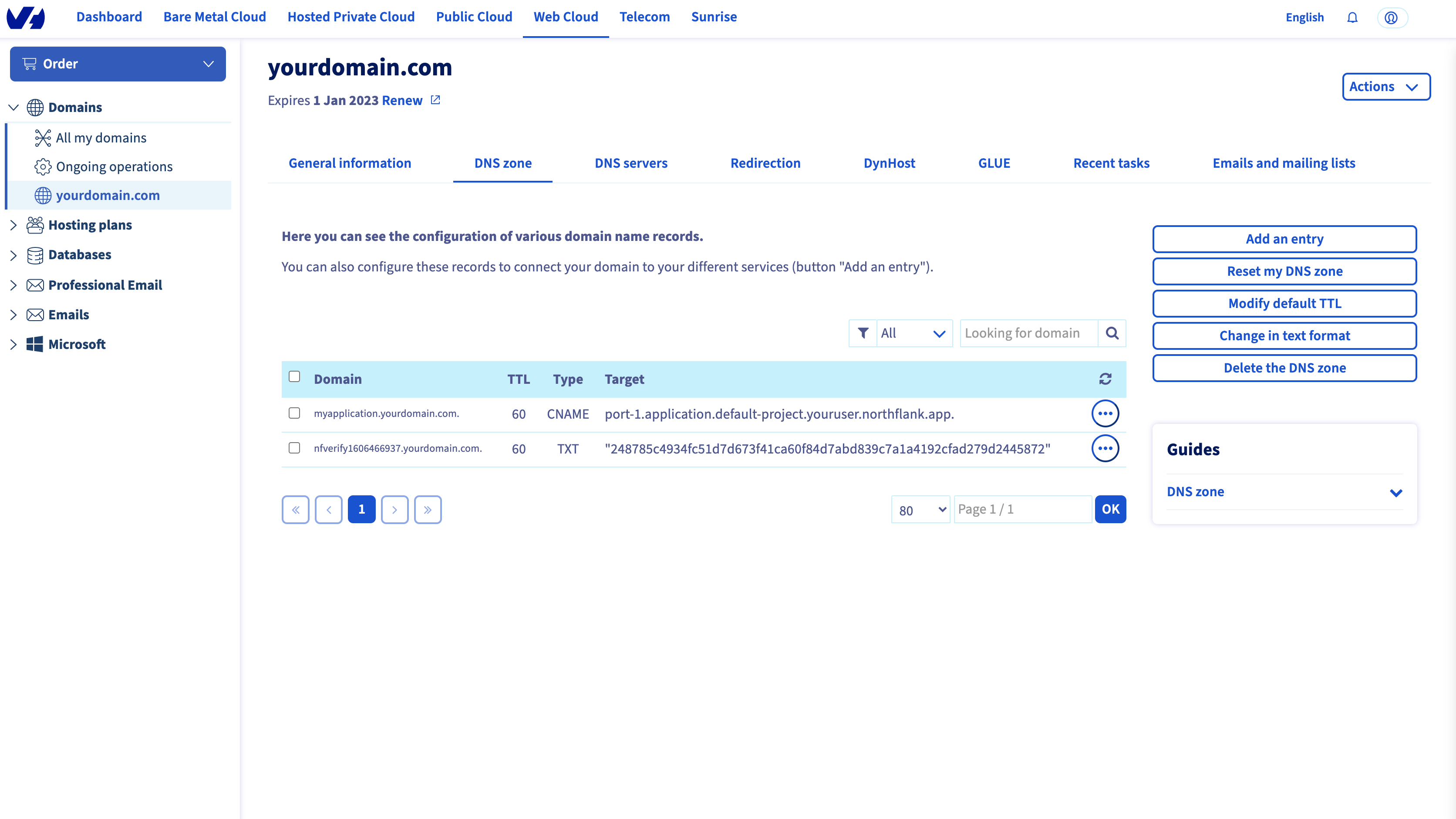 OVH Setup Domain on Northflank
