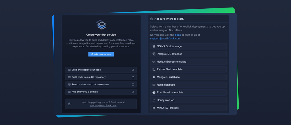 One Click Deployment & New Project Starter UX — Changelog — Northflank