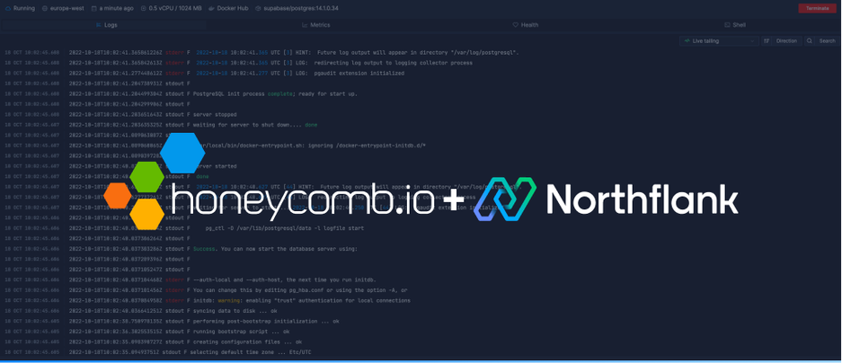 Header image for blog post: Send logs to Honeycomb from Northflank