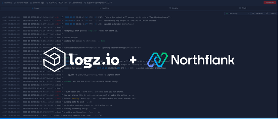 Header image for blog post: Send logs to Logz.io from Northflank