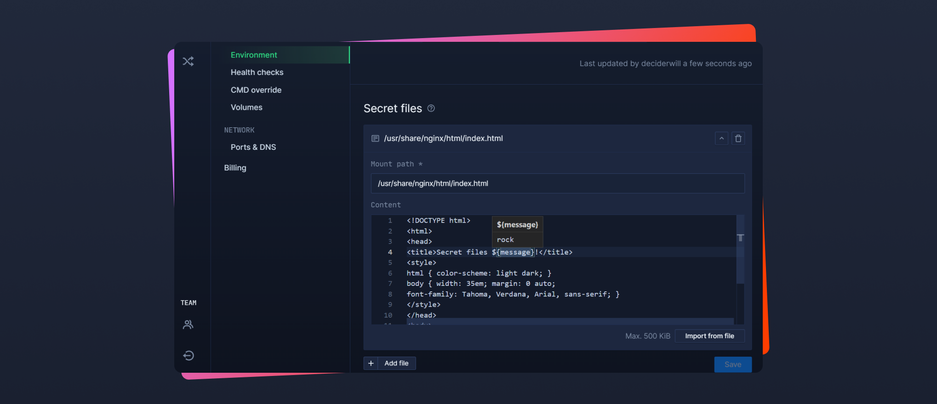 Header image for changelog: Introducing ConfigMap and Secret Files