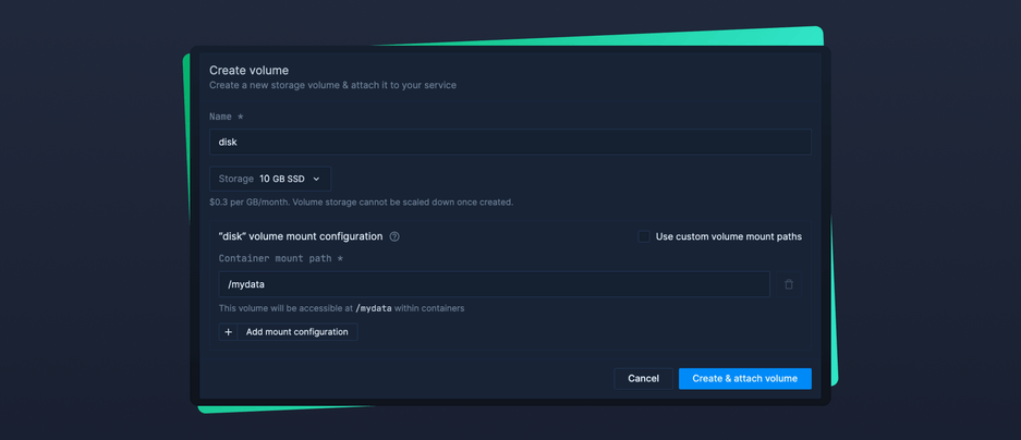 Header image for changelog: Persistent Volumes and Storage for Deployments